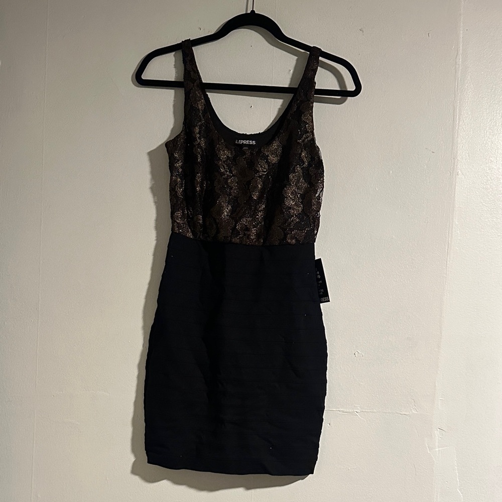 Black & Gold “Mixed Media” Dress